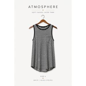 Atmosphere Tank Women's Soft Casual Layer 6 White/Black Stripes